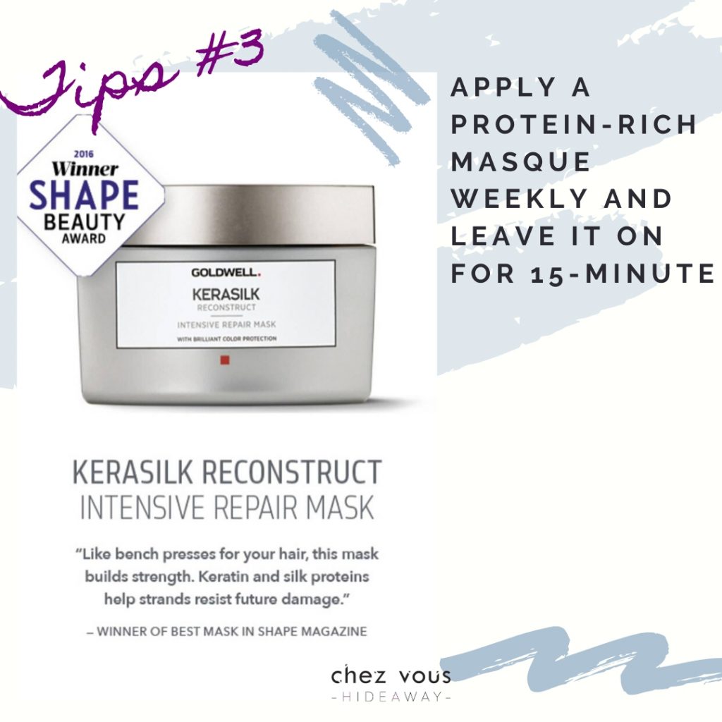 HAIR TIPS FOR NEWLY PERMED HAIR #3: Apply A Protein-rich Masque Weekly and Leave it on for 15-minute