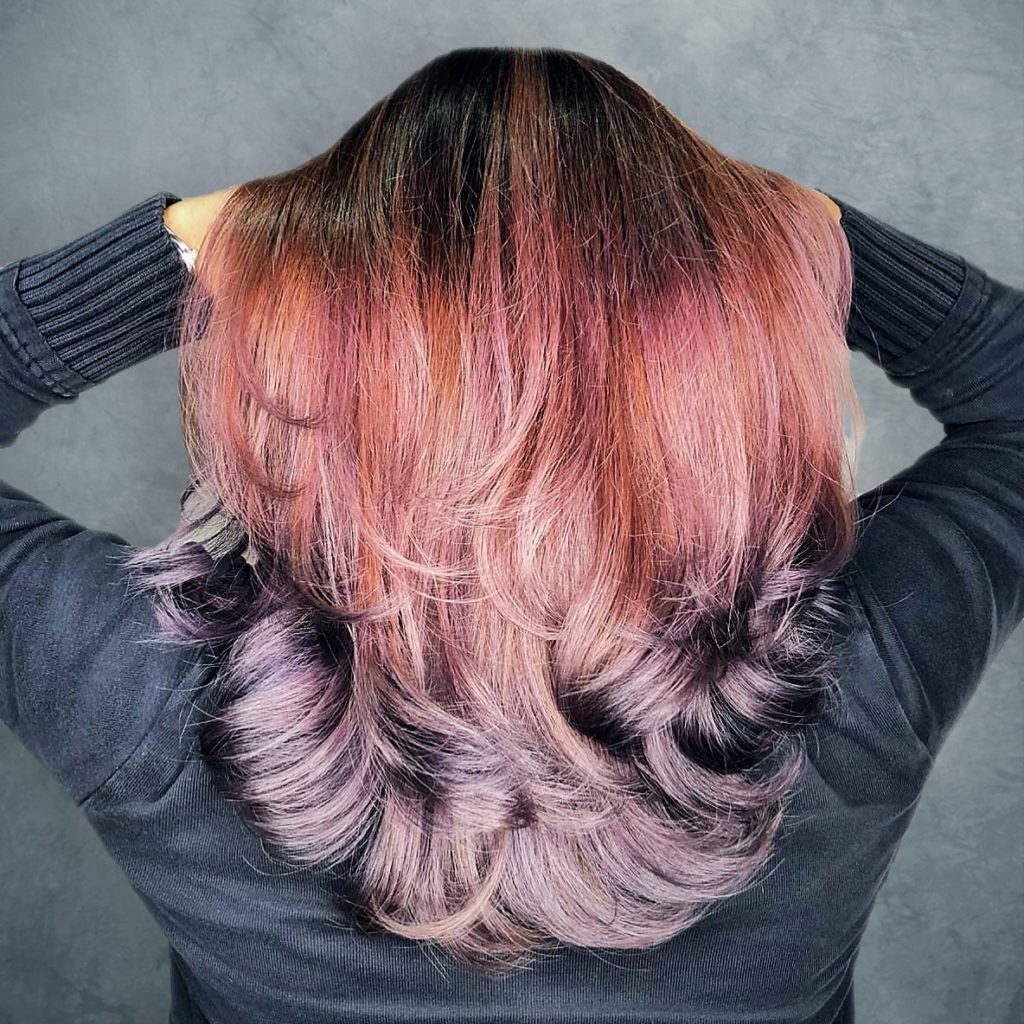 Blush X Violet Dip Dye designed by Salon Director of Chez Vous, Victor Liu